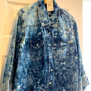 Blue denim long or quarter sleeve top